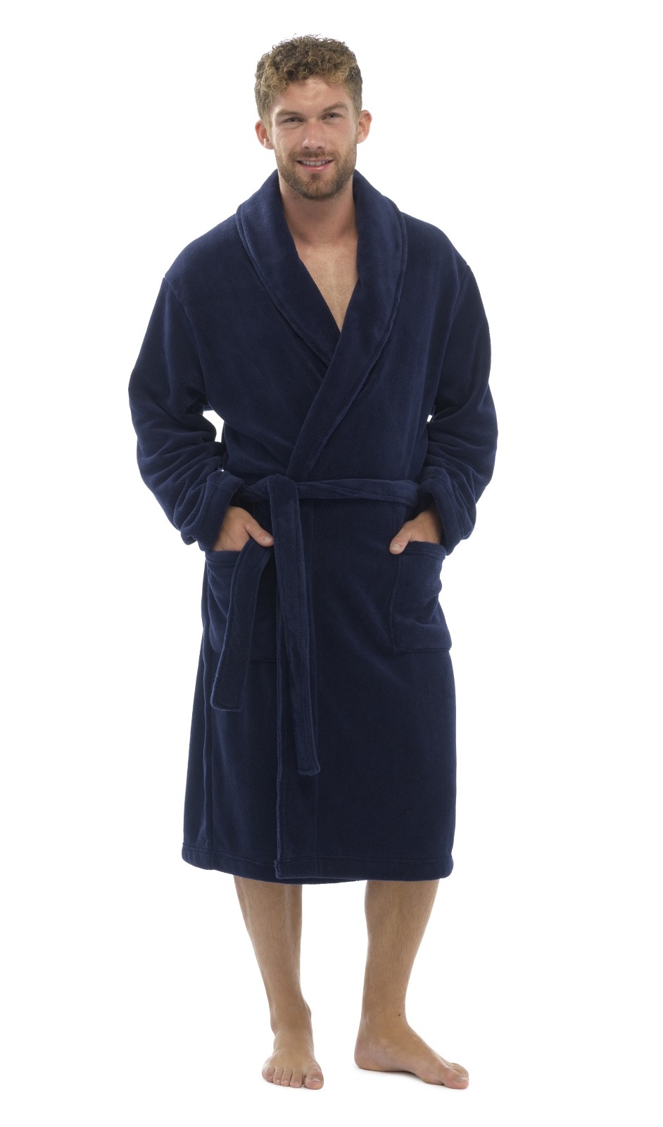 Mens Luxury Full Length Velour Fleece Robe Dressing Gown Boys Gents